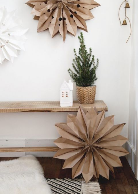 brown star decoration leaning on wood bench