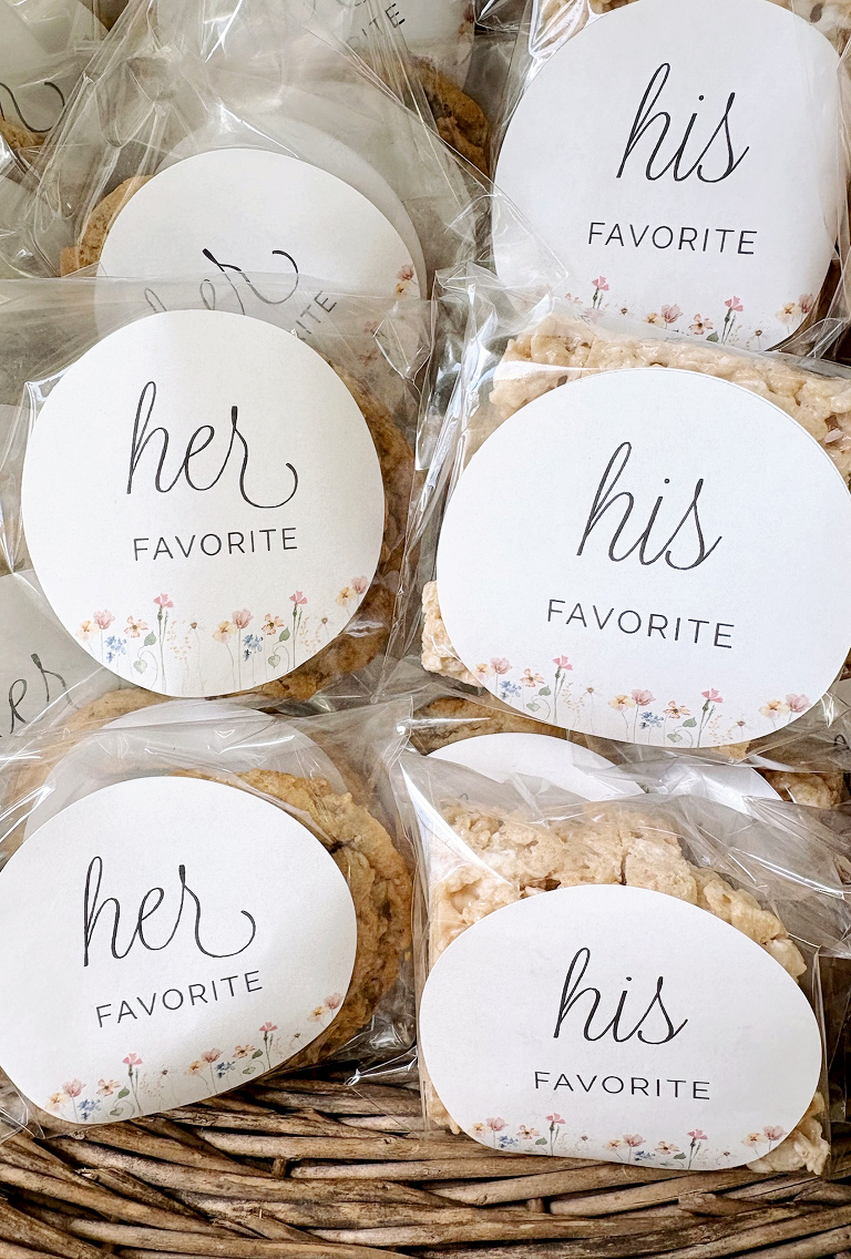 his favorite and her favorite bridal shower favor stickers