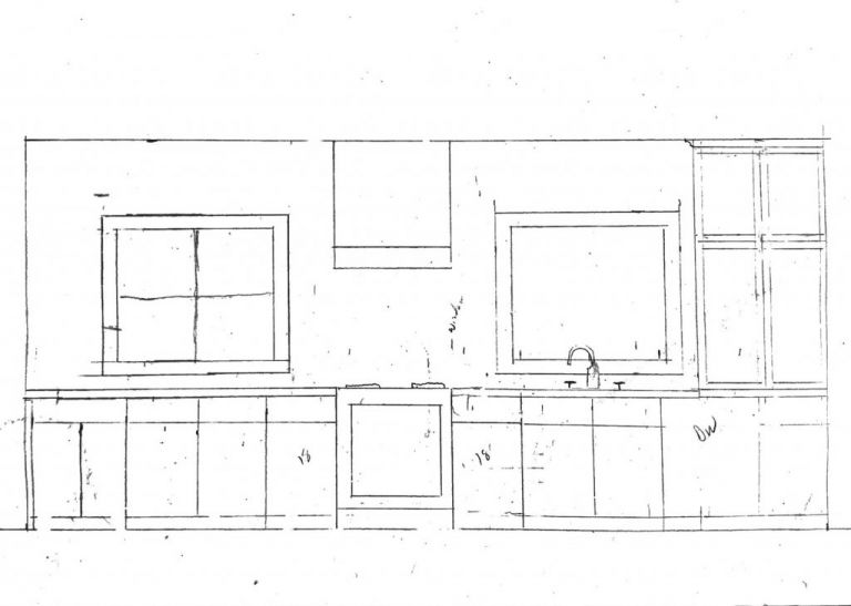 sketch of kitchen cabinets
