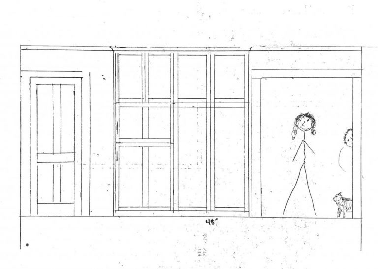 sketch of kitchen cabinets