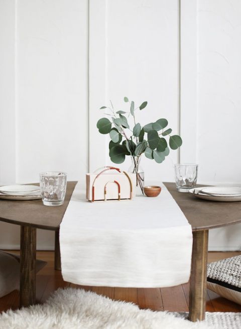 modern rainbow napkin holder on table