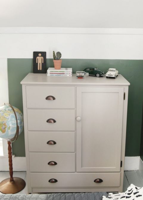 painted kids vintage dresser with brass hardware