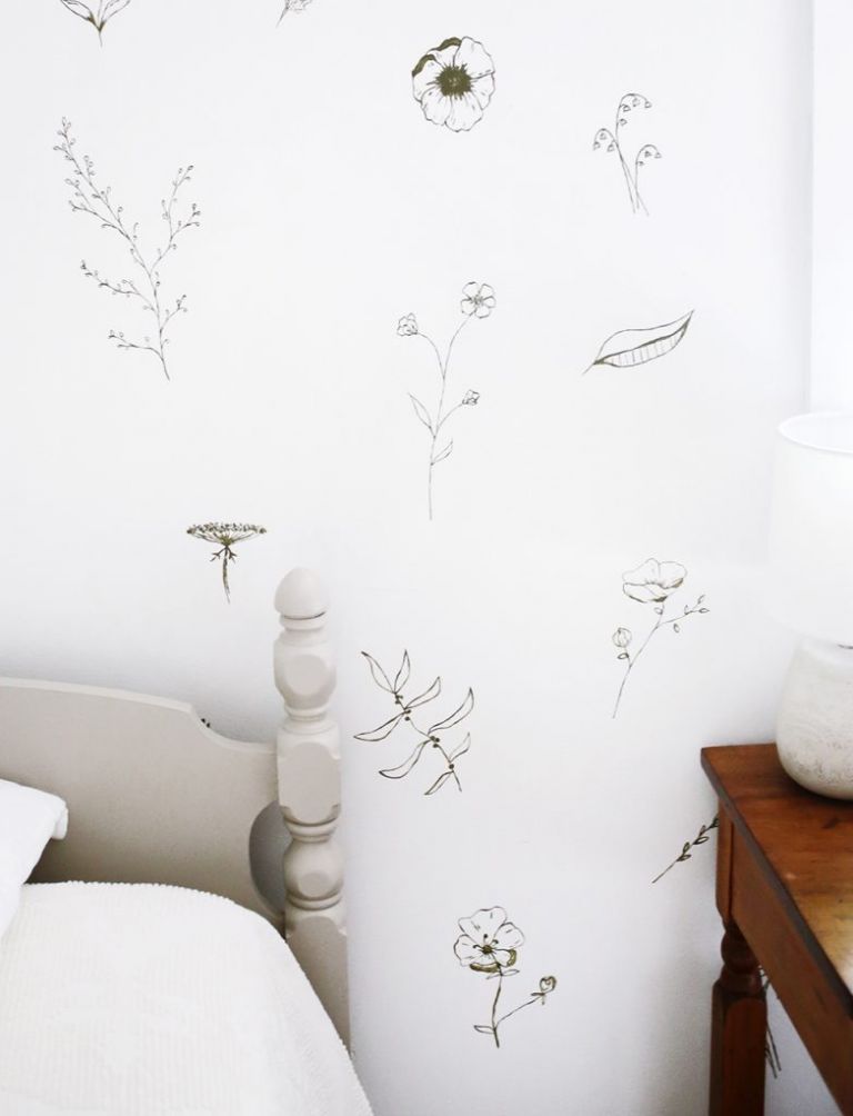 close up of hand-painted floral wall