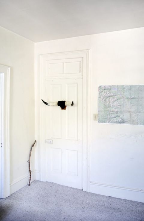 blank room with map on wall