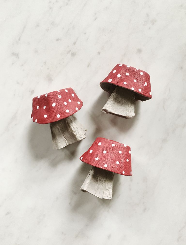 mushrooms made from egg cartons