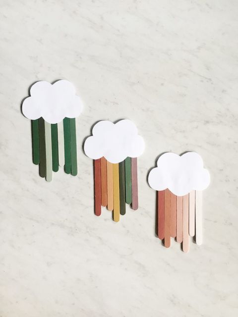 popsicle stick rainbow clouds