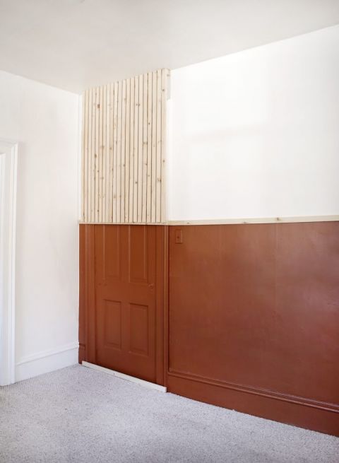 painted and slat accent wall