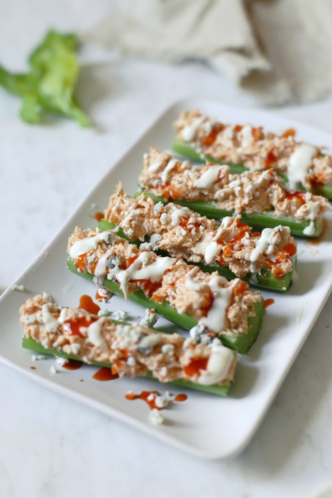 close of of buffalo chicken celery