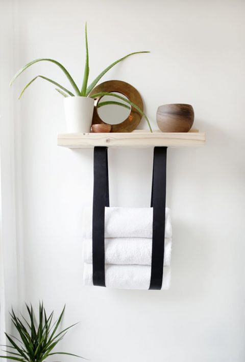 Wood & Leather Paper Towel Holder