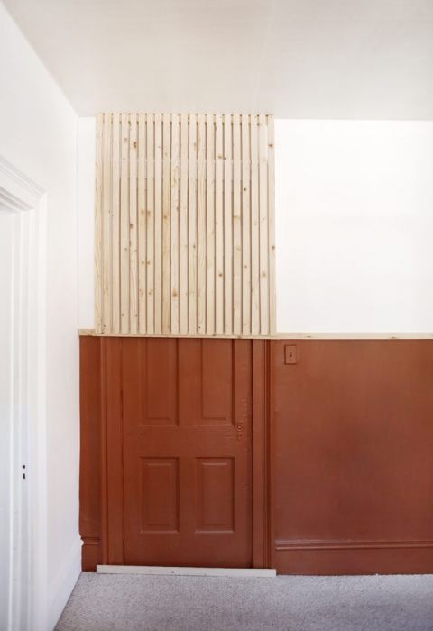 painted and slat accent wall