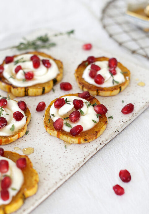 ceramic tray of delicata squash rings