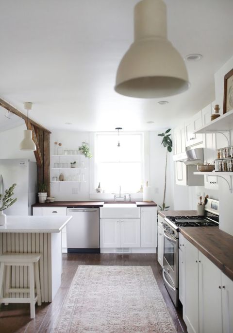 modern kitchen with dark wood counters