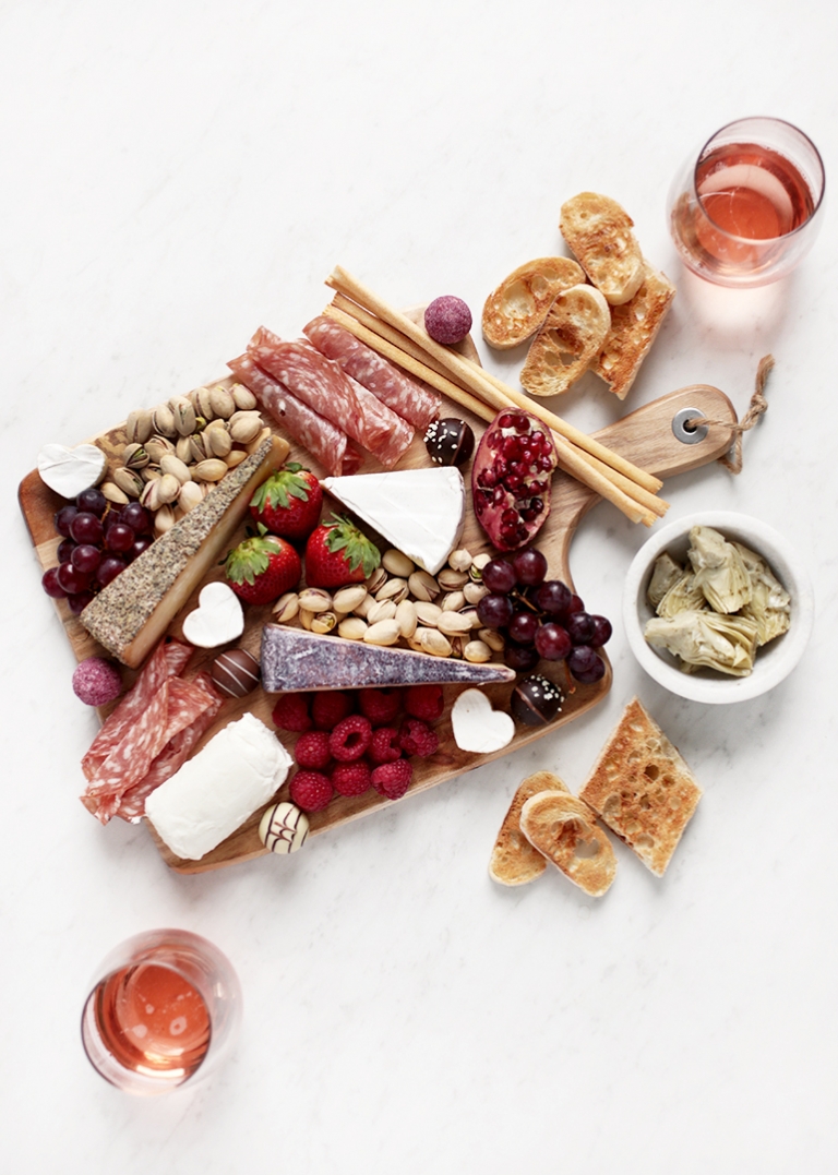 Simple Valentine's Day Cheese Board