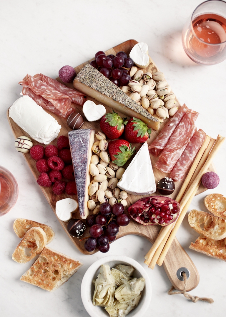 Simple Valentine's Day Cheese Board