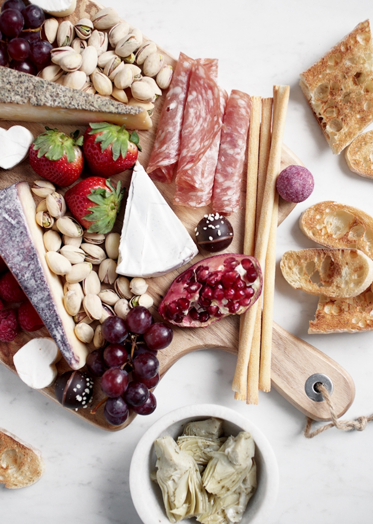 Simple Valentine's Day Cheese Board