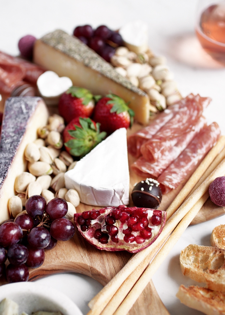 Simple Valentine's Day Cheese Board