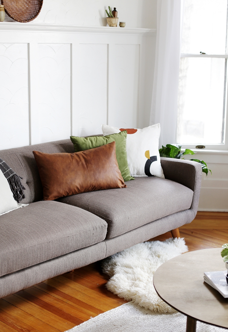 Faux leather store pillows for couch