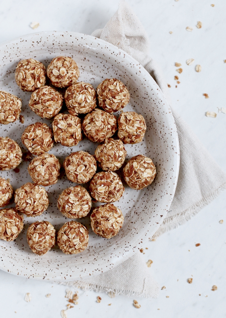 Peanut Butter + Toasted Coconut Protein Bites @themerrythought