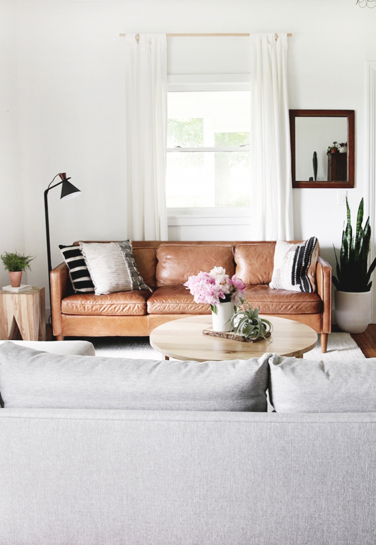 leather couch in living room