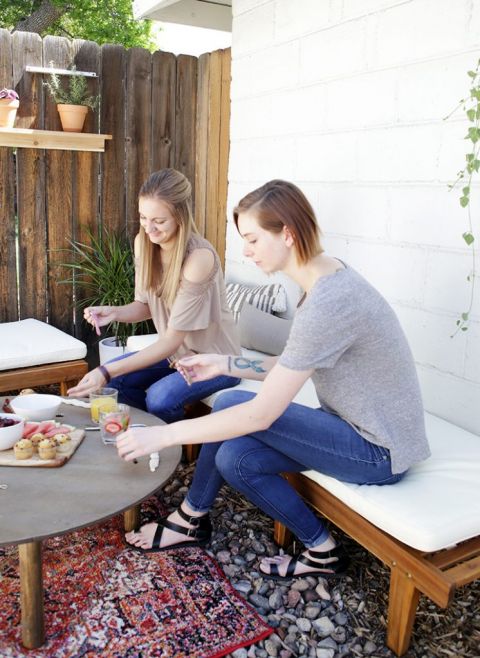 girls working on crafts