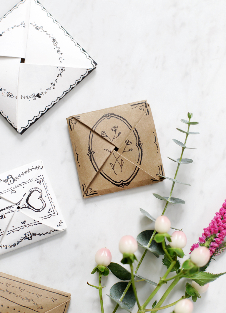 floral origami white and brown cardstock