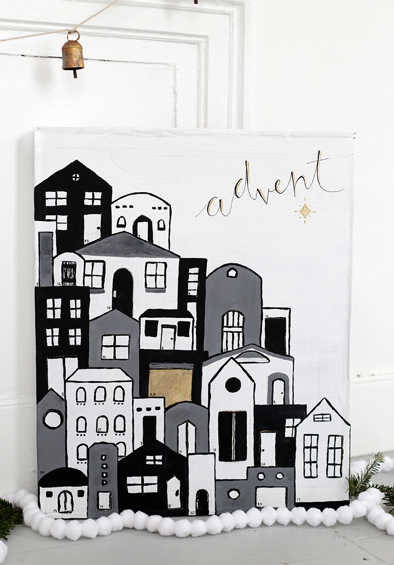 DIY Painted Village Advent Calendar @themerrythought