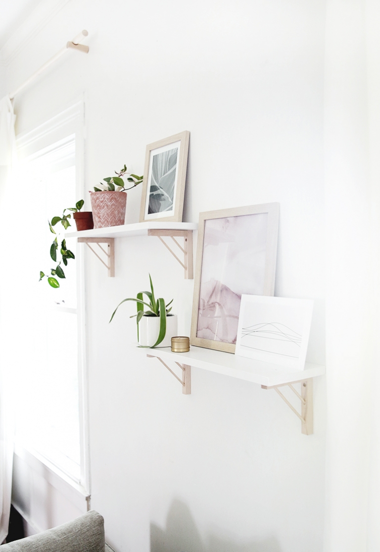 white wood shelf brackets