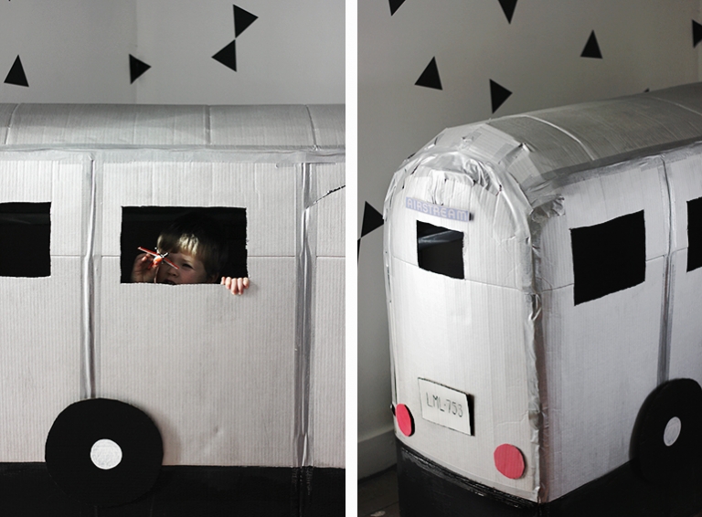 DIY Cardboard Camper Playhouse @themerrythought 