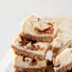 stack of apple butter cheesecake bars