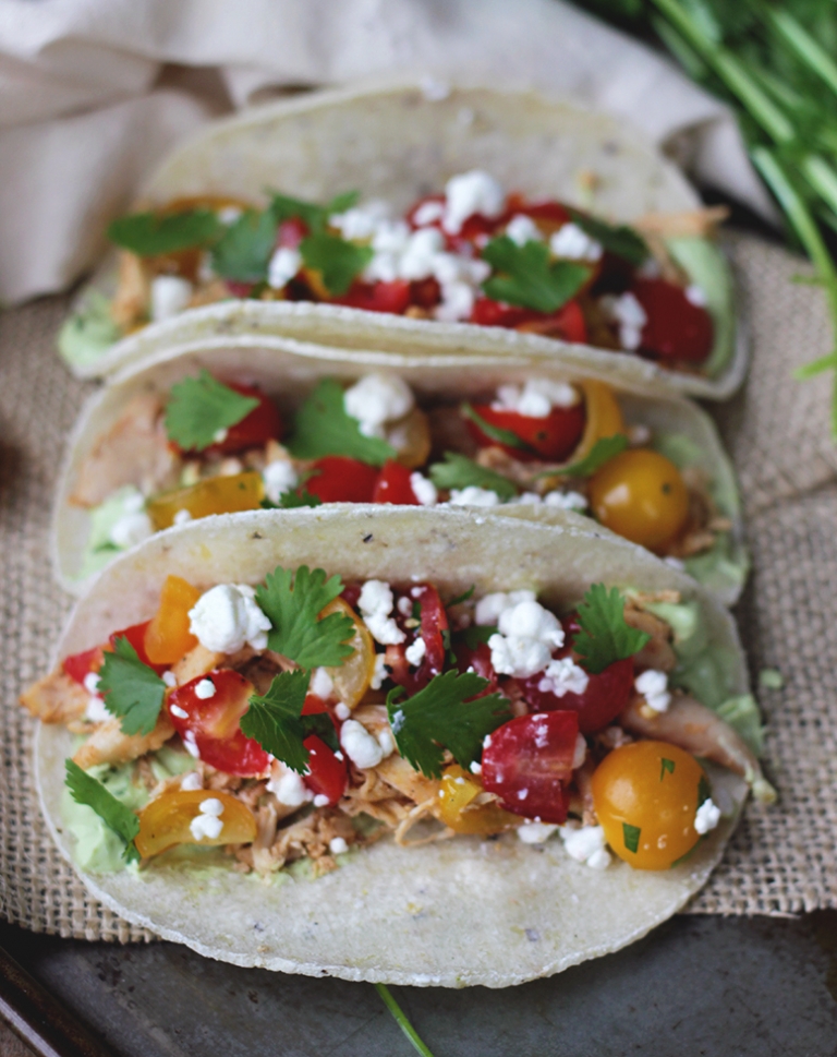 Chicken & Cherry Tomato Tacos with Avocado Crema @themerrythought