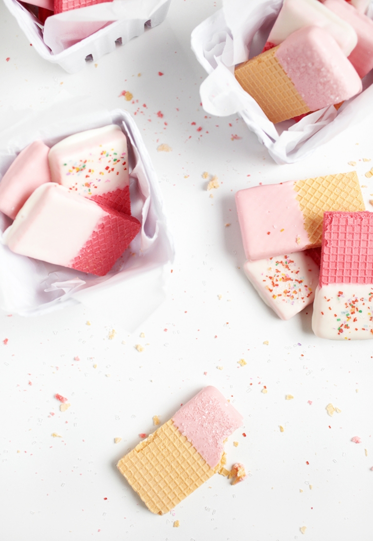 Pink Chocolate-Dipped Wafers - Lifestyle with Leah