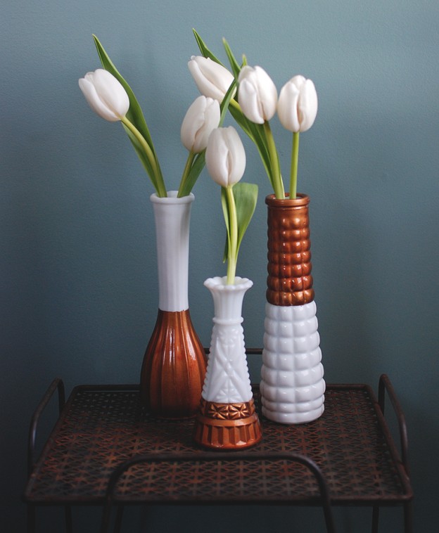 Copper Dipped Milk Glass Vases The Merrythought