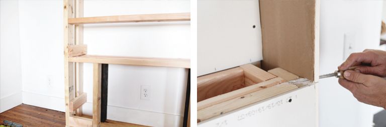 2x4 frame for electric fireplace, sawing piece of drywall