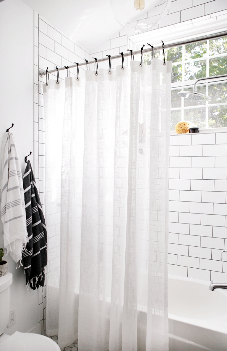 DIY: Leather Shower Curtain Rings - Remodelista  Lace shower curtains, Shower  curtain rings, Plastic shower curtain