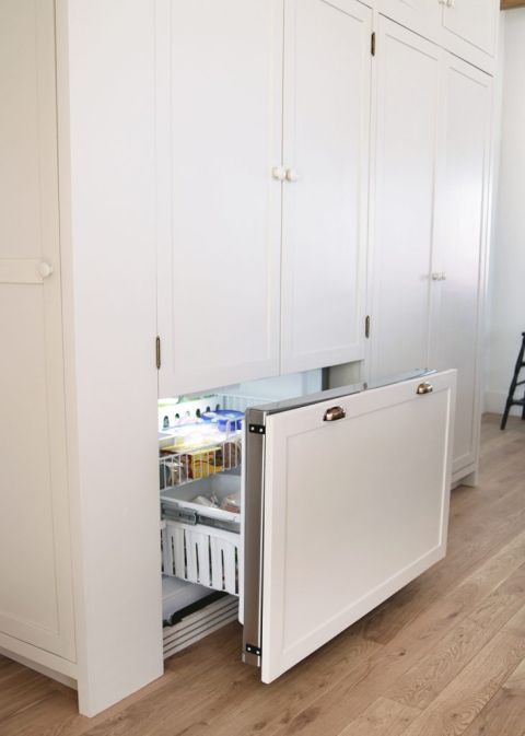 integrated refrigerator with freezer drawer open