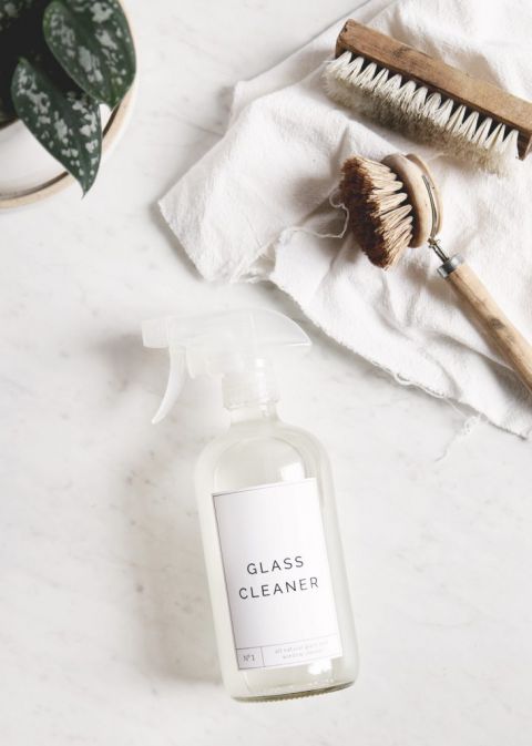 glass cleaner bottle by cleaning brushes