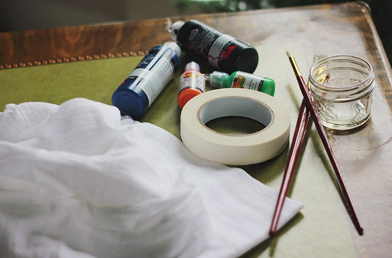 Hand Painted Flour Sack Kitchen Towels. The Merrythought