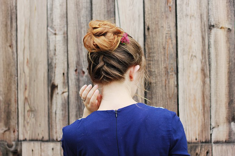Messy Upside Down French Braid Bun - The Merrythought