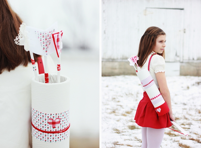 images of girl holding valentine's day bow and arrows prop in quiver