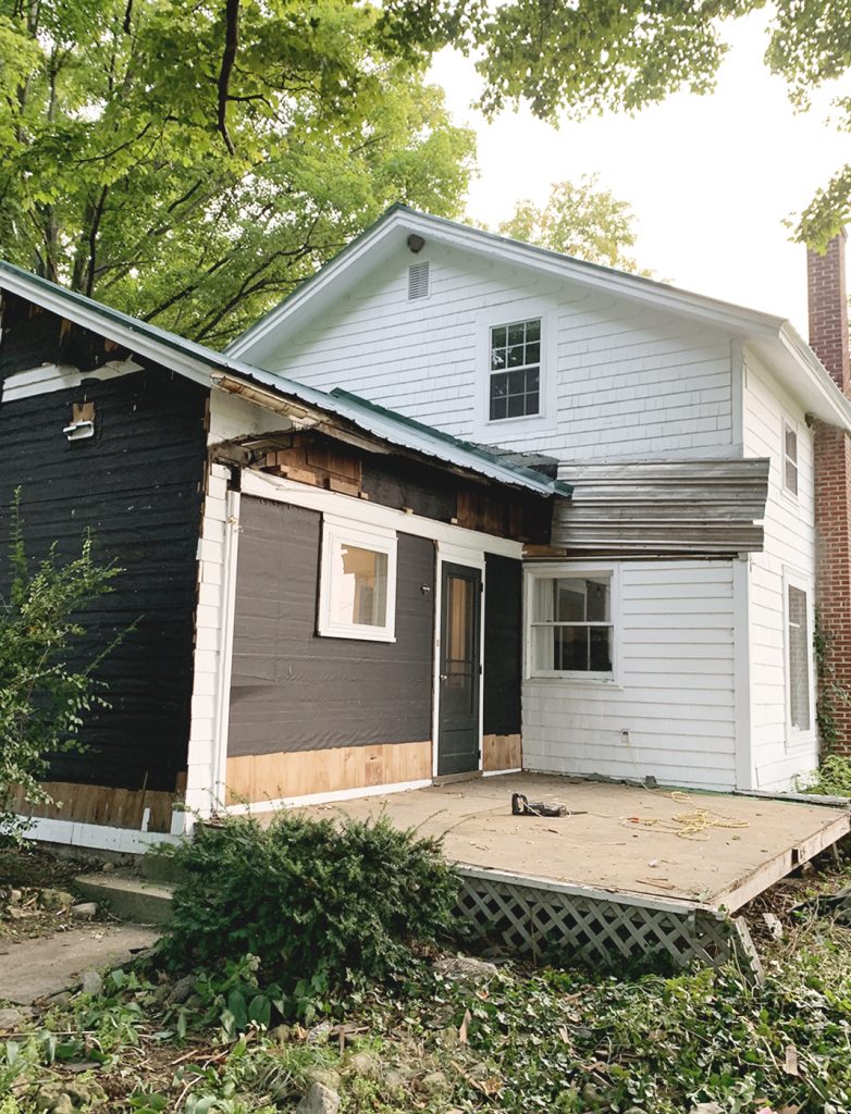 house with siding removed