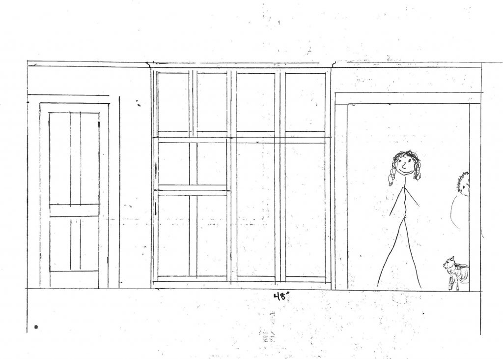sketch of kitchen cabinets