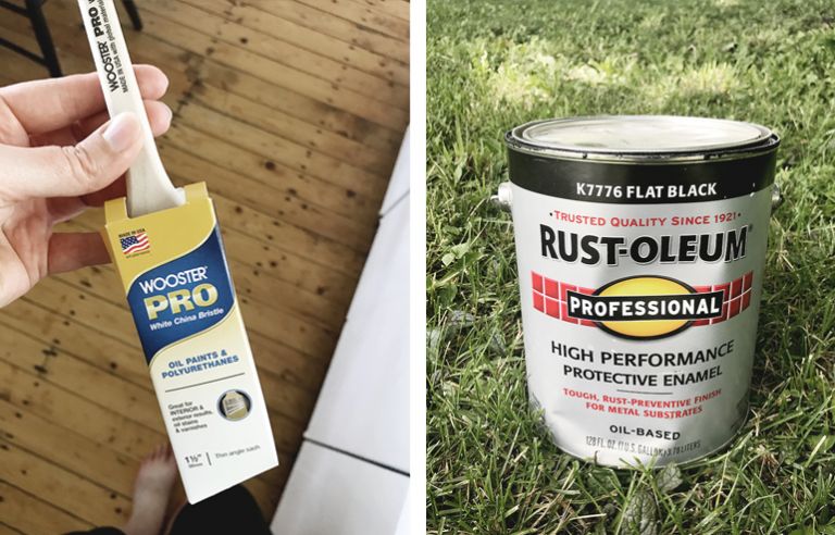 paint and a can of rust-oleum paint in grass