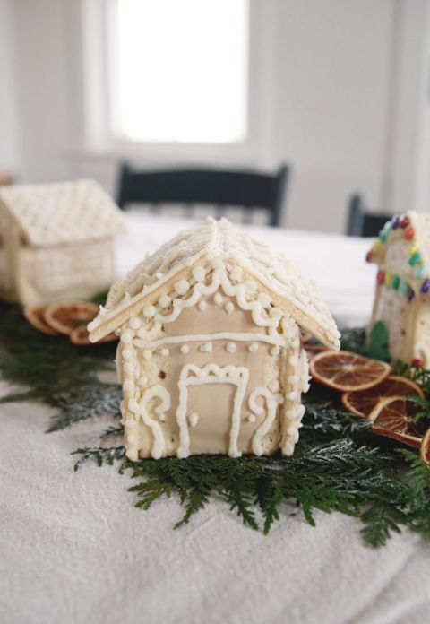 pop tart gingerbread house with white icing decorations