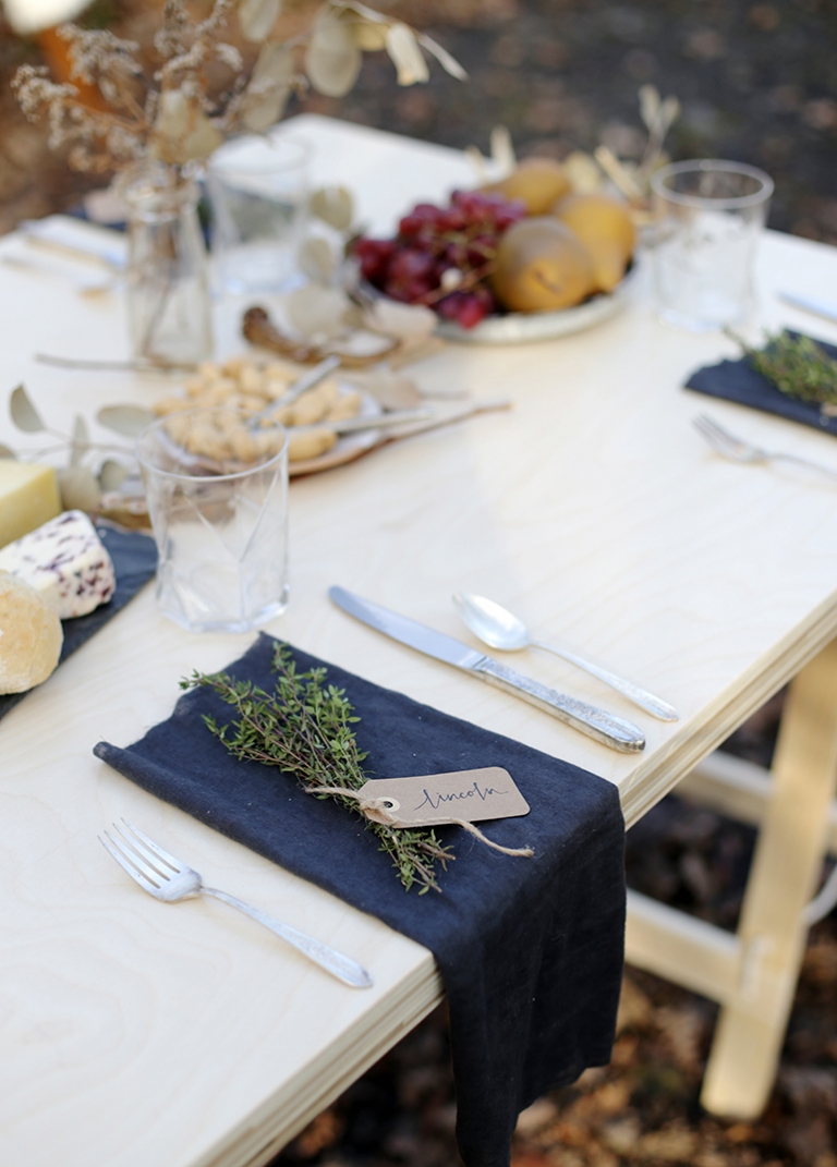 DIY Sawhorse Leg Plywood Table @themerrythought