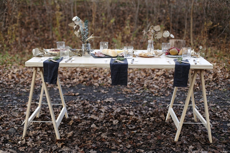 DIY Sawhorse Leg Plywood Table @themerrythought