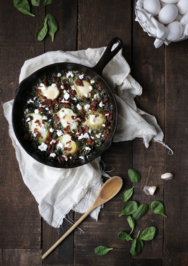 Spinach, Bacon, and Goat Cheese Egg Skillet The Merrythought