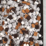 baking sheet filled with s'more muddy snack mix