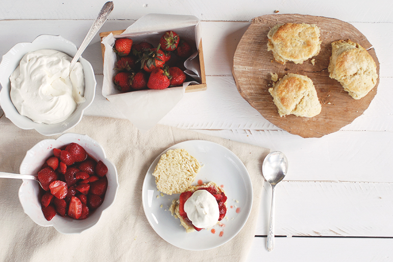 Strawberry Shortcake with Crème Fraîche Whipped Cream - The Merrythought