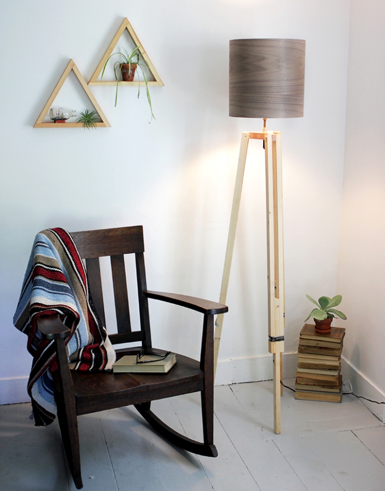 DIY Wooden Tripod Lamp with Veneer Lampshade @themerrythought