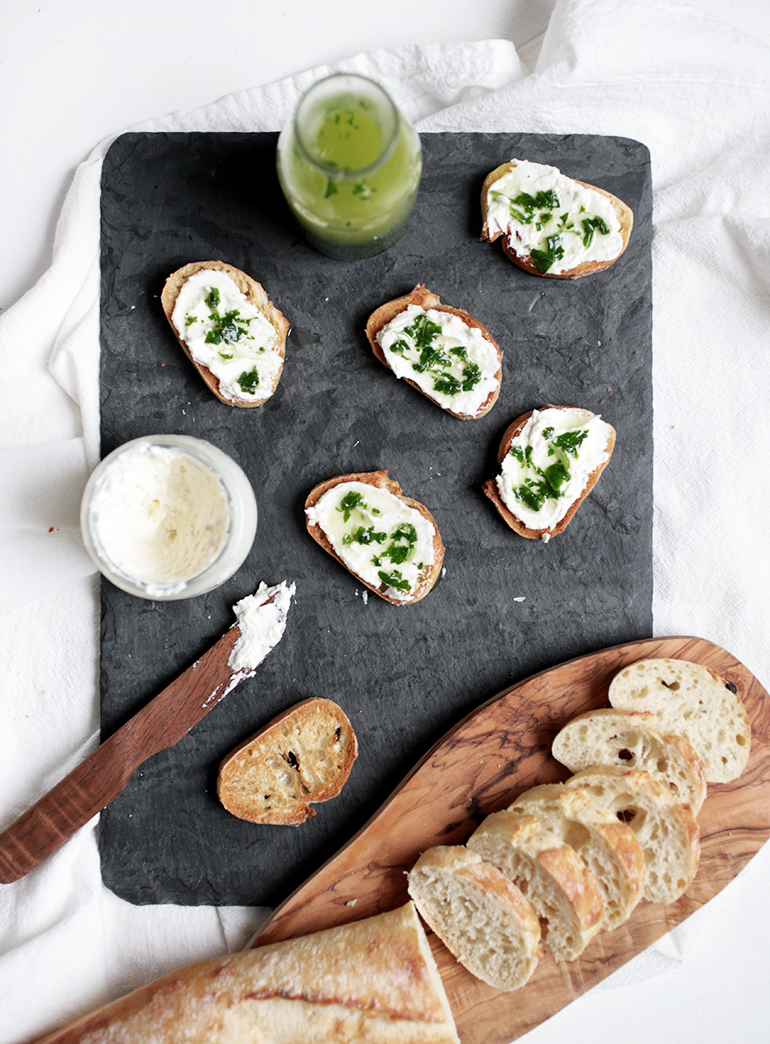 Whipped Feta & Basil Olive Oil Crostini The Merrythought